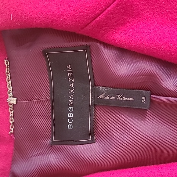 BCBG MAXAZRIA rose pink (Boysenberry) double breasted wool coat, size xs - Picture 3 of 4